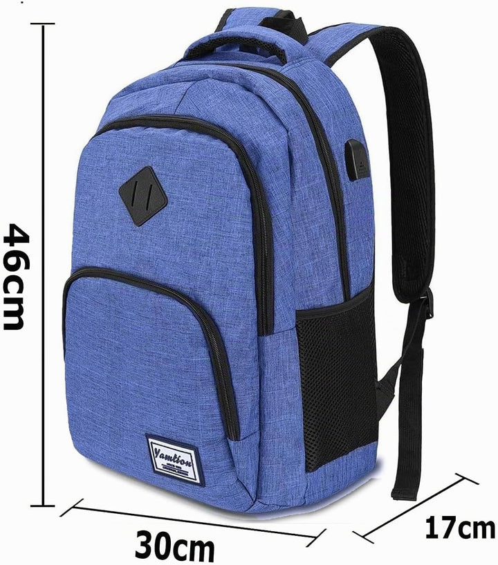 YAMTION Rucksack Herren Rucksack Schule mit USB Ladeanschluss, 15,6 Zoll Laptopfach Schulrucksack Ju