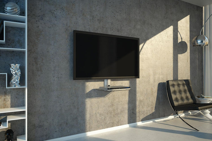 NEG Multimedia TV-Rack Suspender 501S (Silber) mit Glas-Ablage und Kabelmanagement-System 1 Regal Si