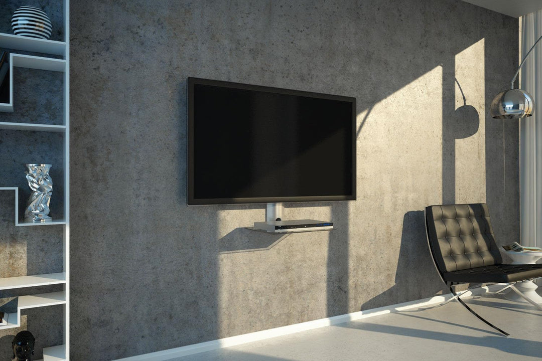 NEG Multimedia TV-Rack Suspender 501S (Silber) mit Glas-Ablage und Kabelmanagement-System 1 Regal Si