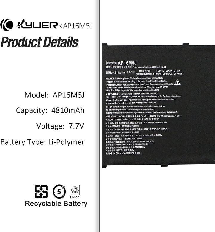 AP16M5J Laptop Akku für Acer Aspire 1 A114-31 A114-32 A114-32-C1YA A114-31-C4HH A114-31-C0GD Aspire