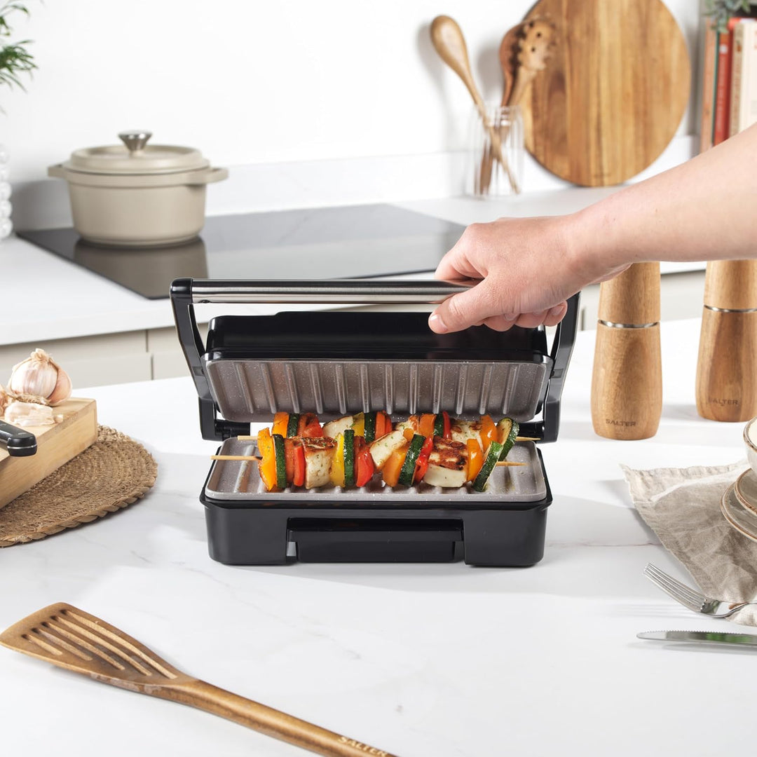 Salter Marblestone Gesundheitsgrill, Panini-Maker mit Antihaftbeschichtung, Kein Öl nötig, Schwimmen