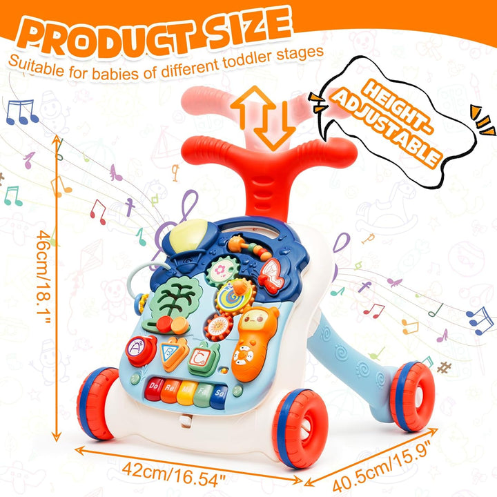 Lauflernwagen,Multifunktionale lauflernhilfe mit Licht-Regulierbarer Geschwindigkeit-Musik und abneh