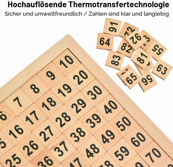 Montessori Mathematik Puzzle Holz Digital Board 1-100 Kontinuierliche Zahlen Kinder Kind Mathe Unter