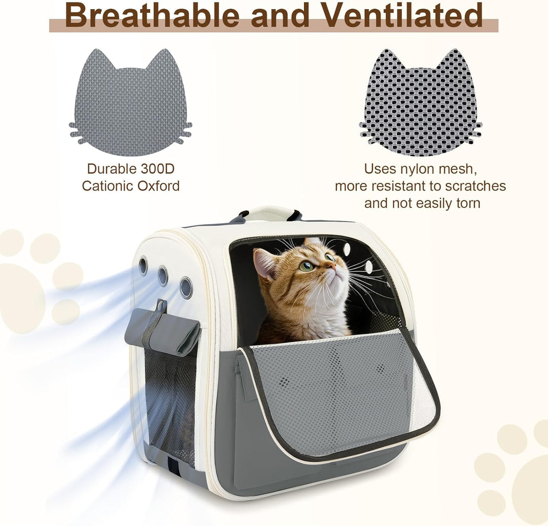 Haustier Rucksack für Katzen & Kleine Hunde,Atmungsaktiver Tragbare Katzenrucksack mit Sichtfenster,