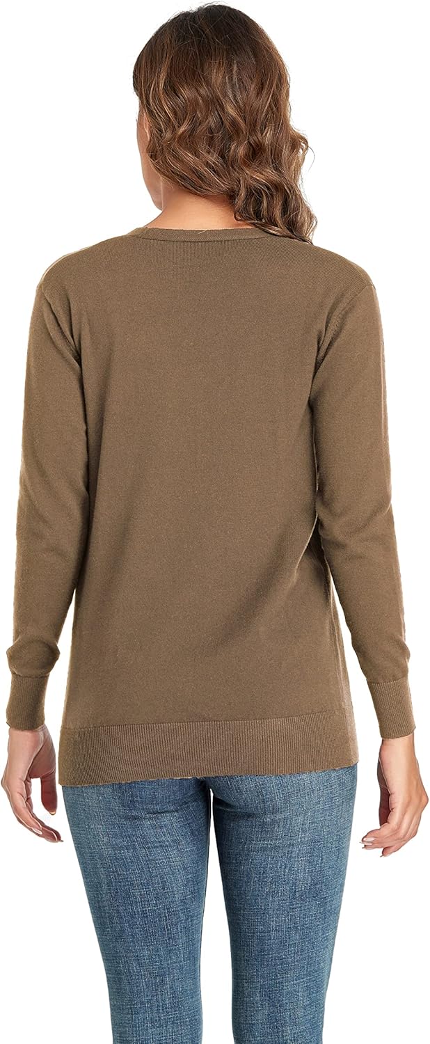 CUNYI Strickjacke für Damen Pullover mit V-Ausschnitt S Khaki, S Khaki