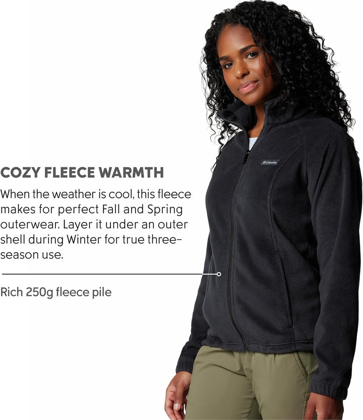 Columbia Benton Springs Damen-Fleecejacke mit durchgehendem Reissverschluss XS Petite Schwarz, XS Pe