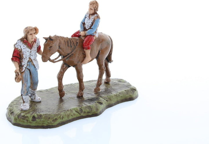 Moranduzzo Mann mit Kind auf Pferd für 6 cm Krippe Massstab 1:32 – MINI 6 – Unzerbrechliche Figur, S