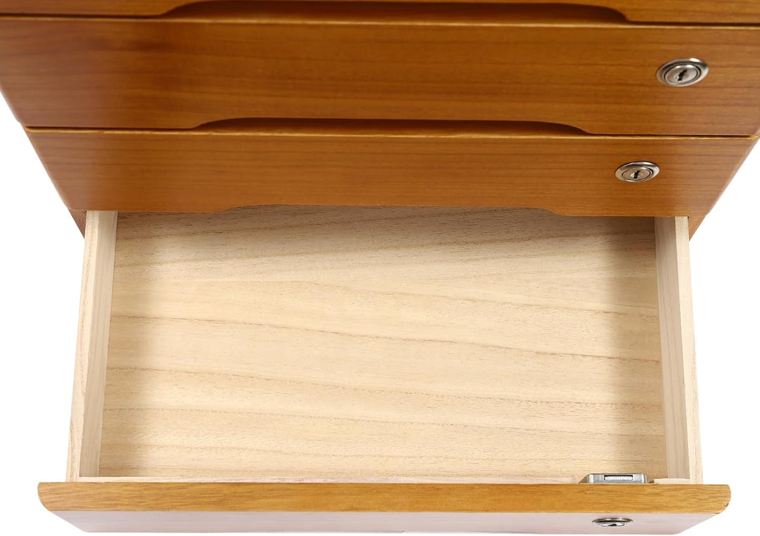 Holz Schubladenbox 4 Ebenen AbschliessBare Schreibtisch-Organizer bis 30kg 40x28x40,5 Cm Aufbewahrun