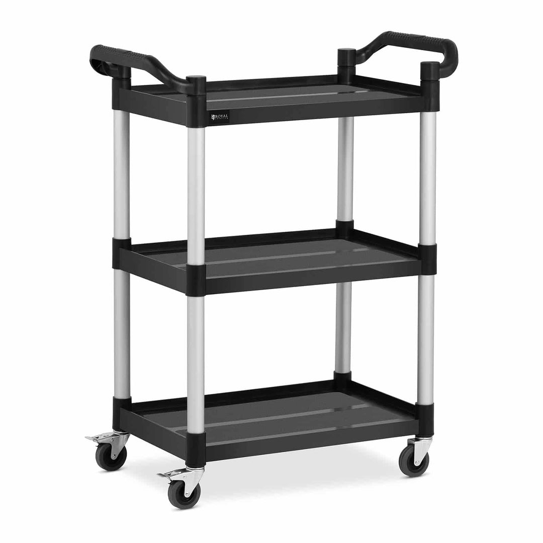 Royal Catering RC-PSTB3800 Servierwagen Teewagen Küchenwagen Gastro 3 Borde 4 Räder bis 90 kg 63 x 4