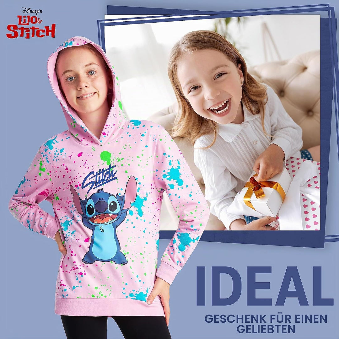 Disney Stitch Hoodie for Girls Teens, Warm Hooded Sweatshirt Soft Fashion Jumper Casual Activewear L
