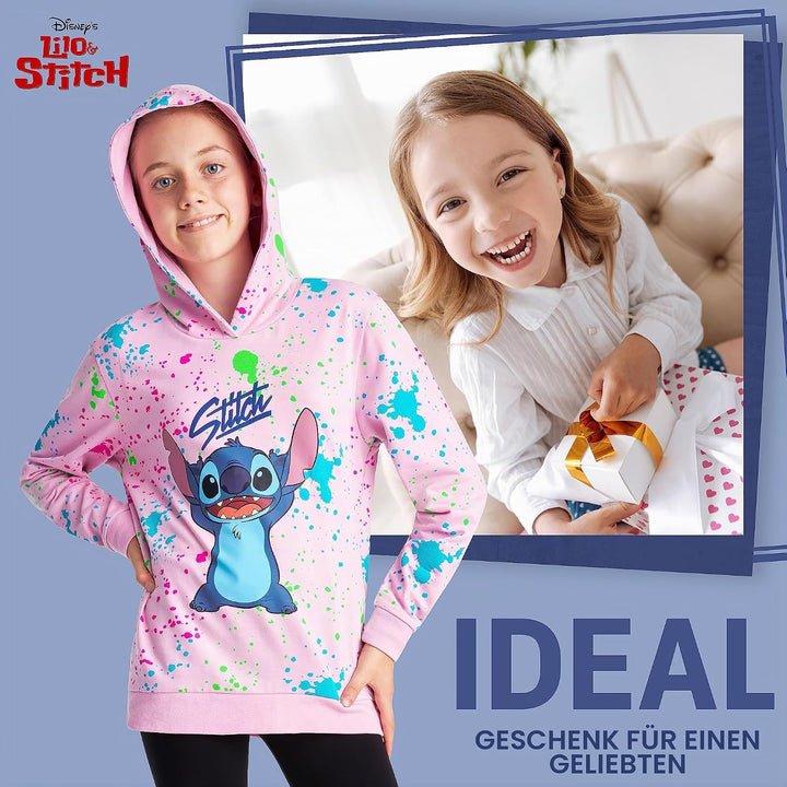 Disney Stitch Hoodie for Girls Teens, Warm Hooded Sweatshirt Soft Fashion Jumper Casual Activewear L