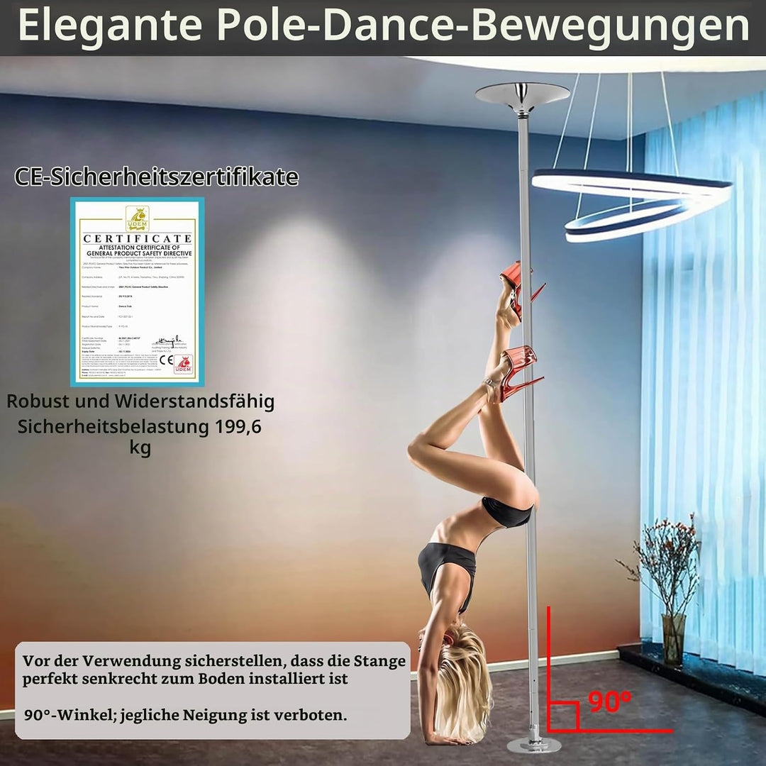 45MM Dance Pole Stange - Hochwertige Höhenverstellbare Poledance Stange für das Tanzen im Innenberei