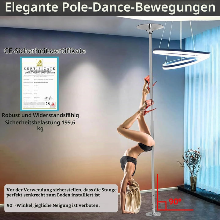 45MM Dance Pole Stange - Hochwertige Höhenverstellbare Poledance Stange für das Tanzen im Innenberei