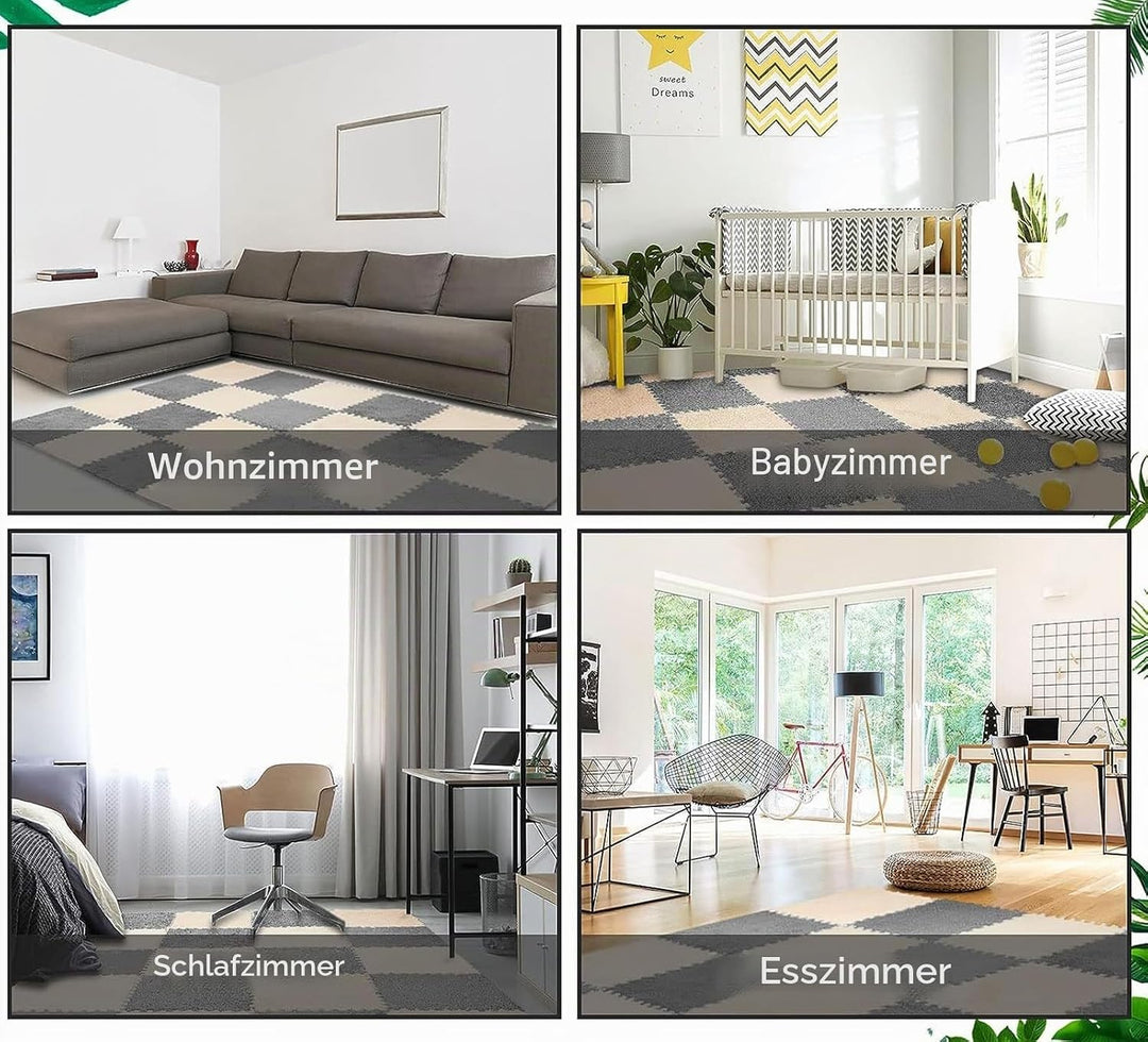 10 Stück 30 Cm/11,8 Zoll Plüschschaum-Bodenmatte, Schaumstoffquadrate-Bodenmatte für den Raumboden (