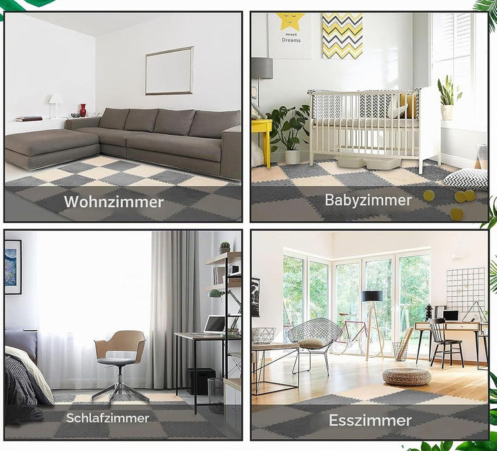 10 Stück 30 Cm/11,8 Zoll Plüschschaum-Bodenmatte, Schaumstoffquadrate-Bodenmatte für den Raumboden (