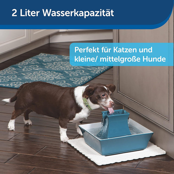 PetSafe Drinkwell Trinkbrunnen Pagoda, Filtert Wasser für Hunde und Katzen, Keramik, 2 Liter Fassung