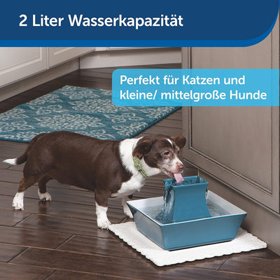 PetSafe Drinkwell Trinkbrunnen Pagoda, Filtert Wasser für Hunde und Katzen, Keramik, 2 Liter Fassung