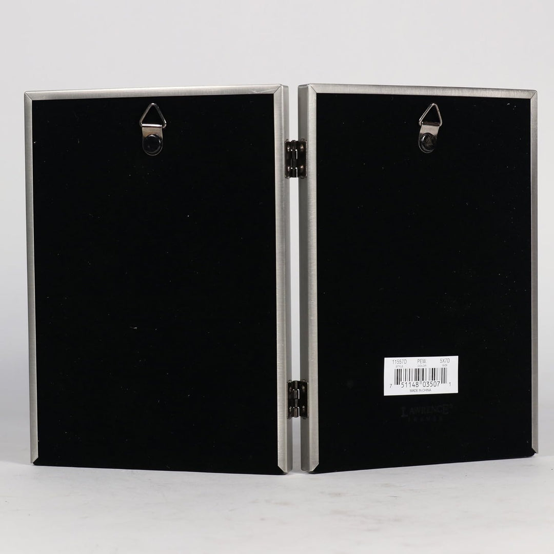 Lawrence Frames Doppel-Bilderrahmen mit Scharnier, 12,7 x 17,8 cm, antikes Zinn zinnfarben 5x7 Doubl