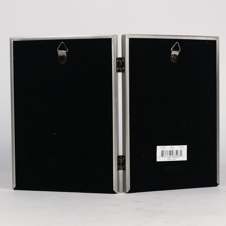 Lawrence Frames Doppel-Bilderrahmen mit Scharnier, 12,7 x 17,8 cm, antikes Zinn zinnfarben 5x7 Doubl