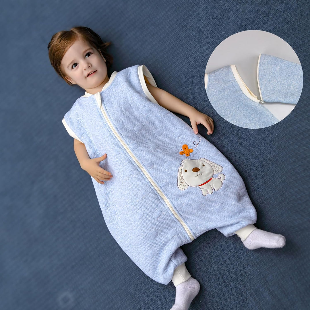 MIKAFEN Schläfsack Baby Langarm Winter kinderSchlafsack 2.0Tog,Hund Muster Baby Schlafsack mit Füsse