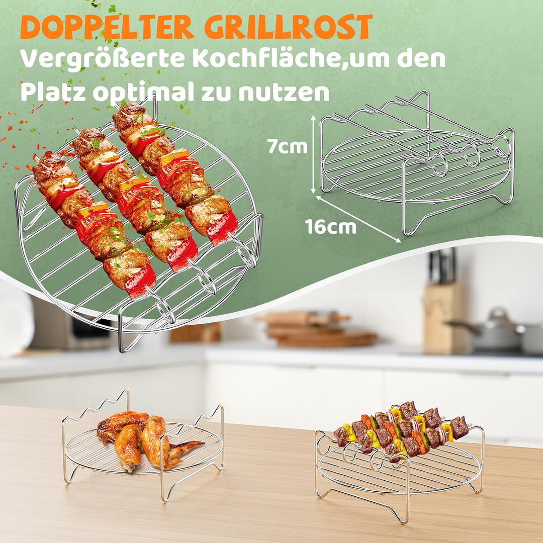 Airfryer Zubehör für Chefman 3,75 l, Tefal Easy Fry Compact 3 L, Philips Essential 4,1L, 11 Stück He