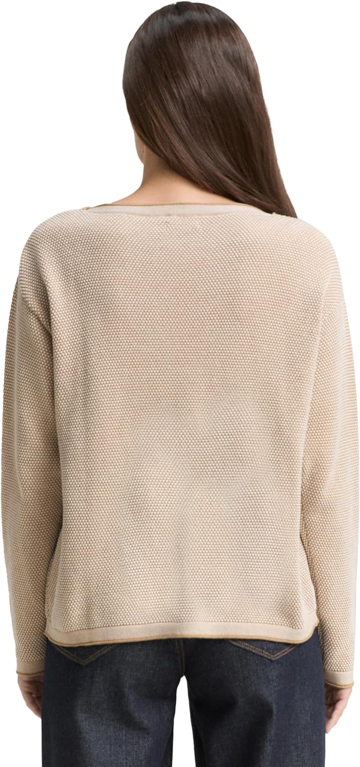TOM TAILOR Damen Strickpullover aus Bio-Baumwolle XS 30438 - Beige Bubble Structure, XS 30438 - Beig