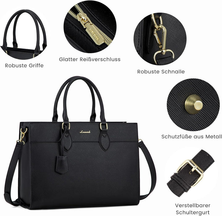 LOVEVOOK Laptoptasche Damen 15,6 Zoll, Gross Arbeitstasche Handtasche Schultertasche Wasserdicht PU