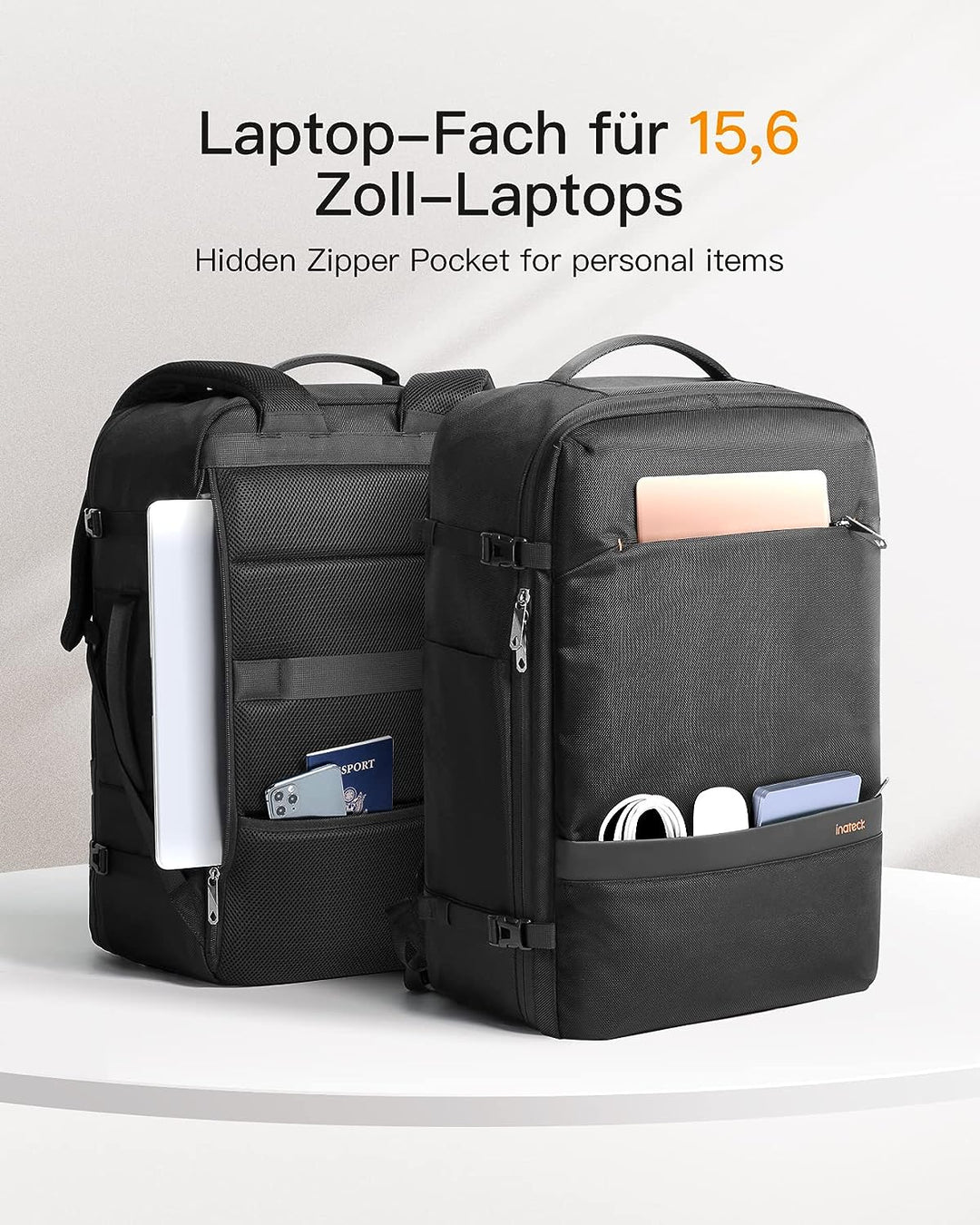 Inateck 42L Supergrosser Handgepäck Reiserucksack Flugzeug Laptop Rucksack für 15,6 Zoll Laptop Note