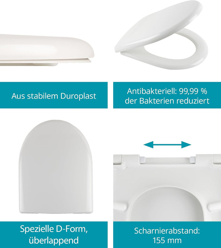 Calmwaters® Antibakterieller WC Sitz für Keramag Renova Nr. 1, Toilettensitz mit Absenkautomatik, Du