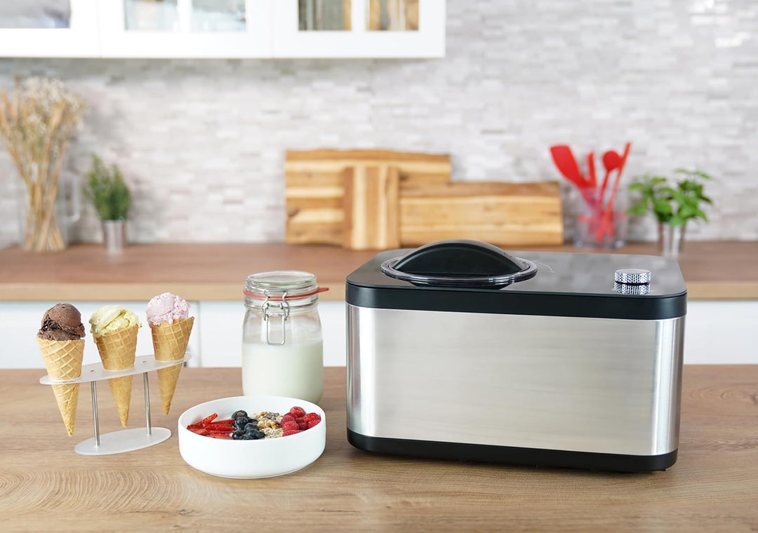 Unold 48826 Eismaschine & Joghurtbereiter EVA – Speiseeisbereiter mit Kompressor, Fassungsvermögen c