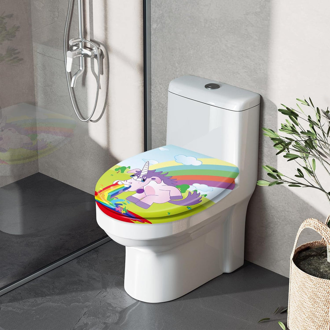 WC-Sitz Toilettendeckel mit Soft-Close, Duroplast & Edelstahl, Antistatisch & Antibakteriell, Abnehm