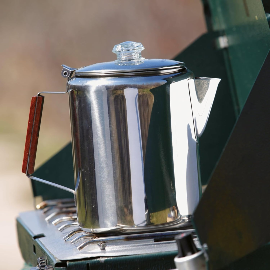Coghlans Unisex – Erwachsene Coffee Pot Edelstahlkanne 9 Tassen Silber, 9 Tassen Silber