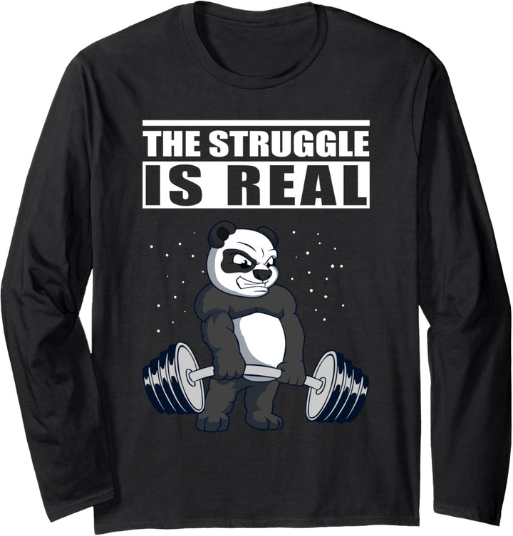 Fitness – Panda Kreuzheben – Gym & Gewichtheben Langarmshirt