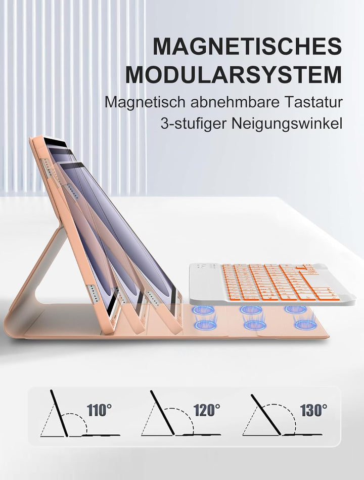 JADEMALL Für Samsung Tablet A9+ Tastatur mit RGB-Beleuchtung – Galaxy Tab A9 Plus Hülle QWERTZ Deuts