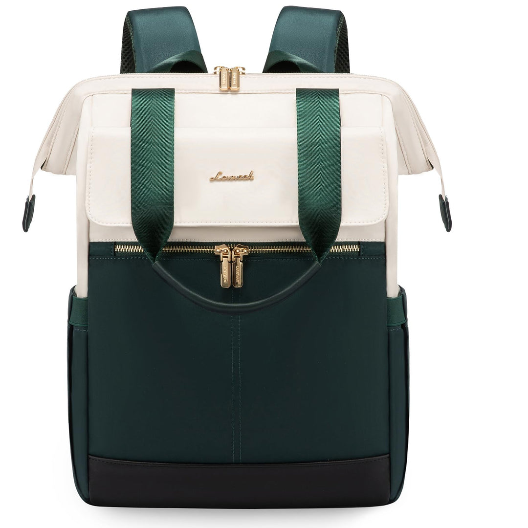 LOVEVOOK Rucksack Damen Grün, 15,6 Zoll Laptop Backpack, Tagesrucksäcke Handtasche 2 in 1, Arbeitsta