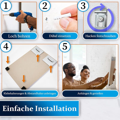 Garrandt - Alu Dibond und Acrylbilder Aufhängung - Bilderhaken selbstklebend - Alu Dibond Aufhängung