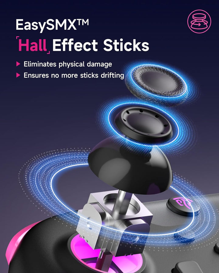 EasySMX X05 Controller PC mit 7 Farbe RGB Licht, Controller PC wireless mit Hall Joysticks & Hall Tr