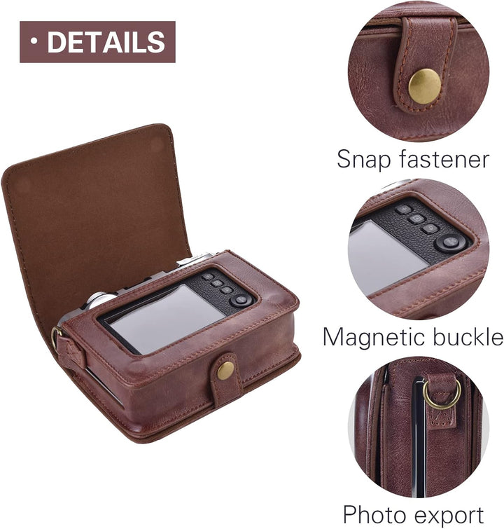 Rieibi Mini EVO Kameratasche, Retro PU Leder Hülle Schutzhülle für Fujifilm Fuji Instax Mini EVO Sof