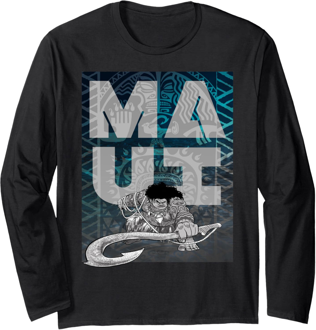 Disney Moana Maui Hook Character Poster Langarmshirt