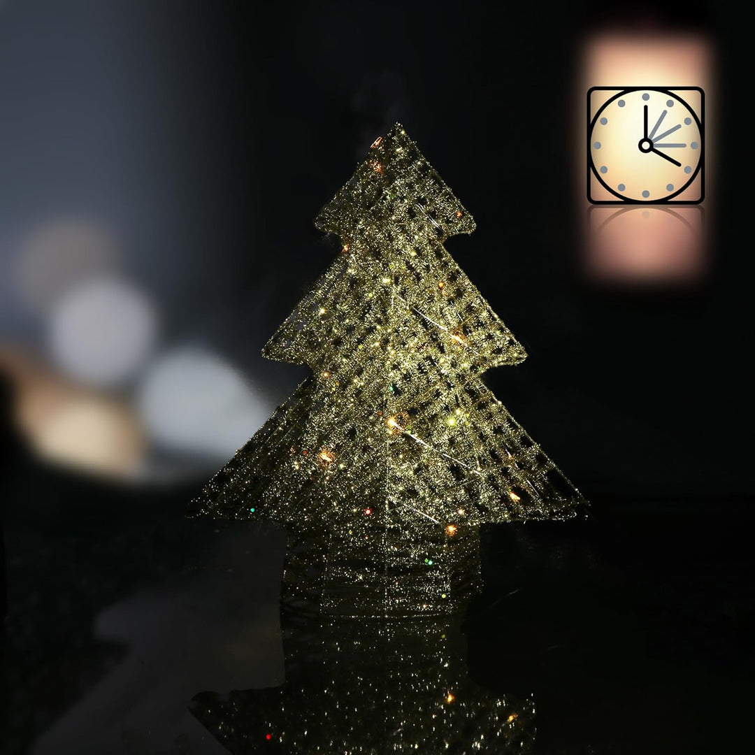 COM-FOUR® LED Deko Baum Weihnachten - Weihnachtsdekoration Tannenbaum mit LED und Timer - Aufsteller