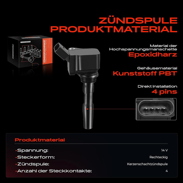 Zündspule für A1 8XA, 8XF A3 8V1, 8VK 8V7, 8VE 8VS, 8VM 8VA, 8VF A4 8W2, 8WC, B9 A4 Avant 8W5, B9 Q2