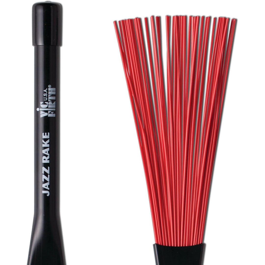 Vic Firth Jazz Rake – Retractable - Red Plastic Handle, Jazz Rake