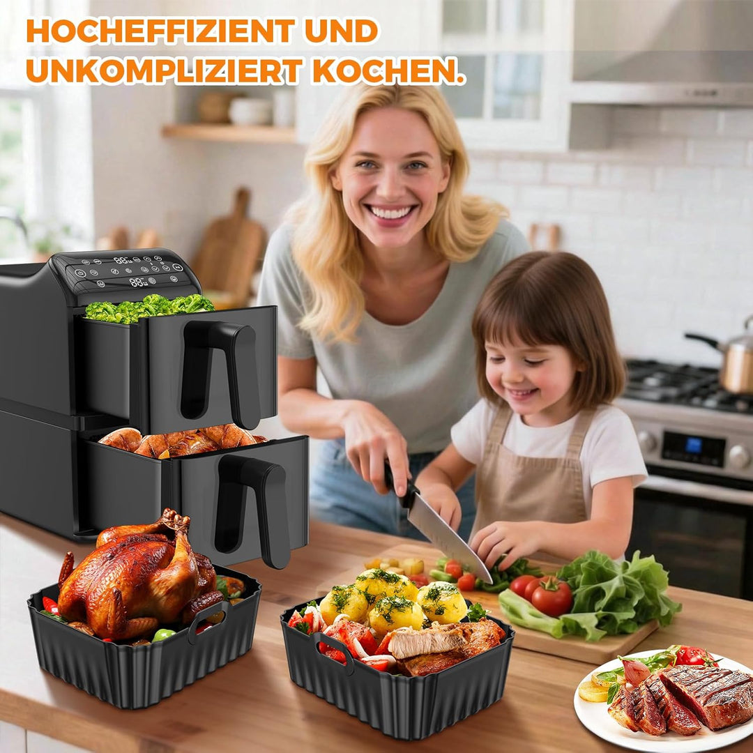 Airfryer Zubehör für Philips 4000 Serie 10L, Silikonform Zubehör für Philips Stacked Dual Basket NA4