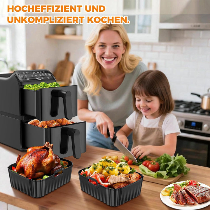 Airfryer Zubehör für Philips 4000 Serie 10L, Silikonform Zubehör für Philips Stacked Dual Basket NA4