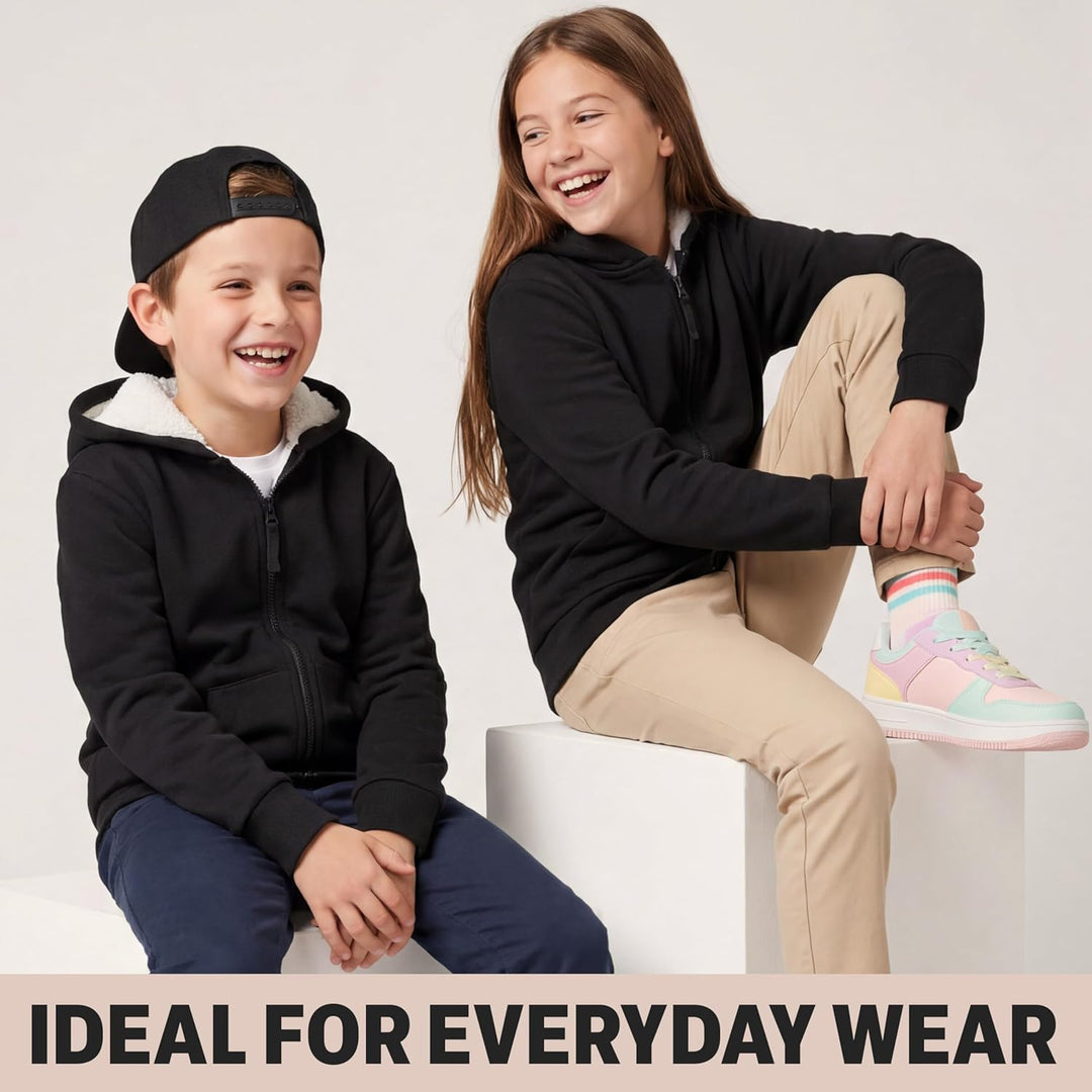 CityComfort Pullover Mädchen mit Fleece-Futter und Kapuze, Fleecejacke Kinder Mädchen Zipper Hoodie