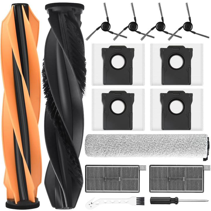 15 Stück Zubehör für Dreame Aqua10 Ultra Roller Complete Saugroboter, Ersatzteile Set:2 Hauptbürsten