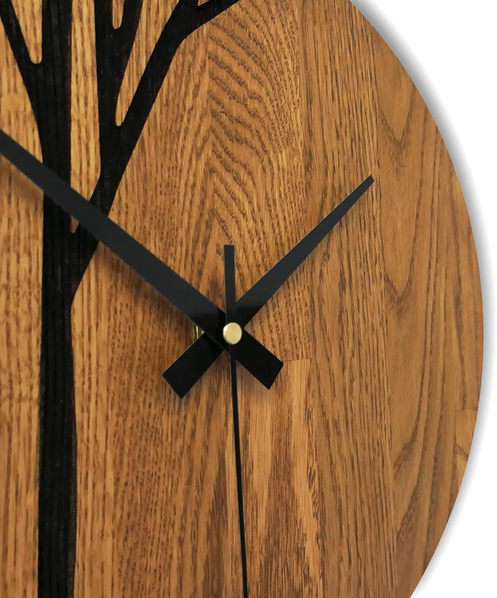 SENTOP Wanduhr aus Holz, Wanduhr aus Eiche, Moderne Wanduhr, Heimdekoration, Wanduhr aus echtem Eich