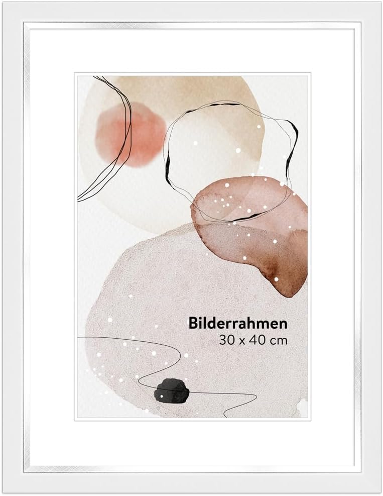 WANDStyle Bilderrahmen Modern 40x60cm I Farbe: Weiss mit Silber-Kante I Fotorahmen I klassischer Bil