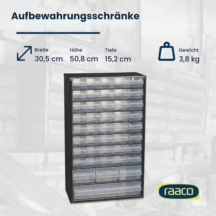 RAACO Stahlmagazin m.44Fächern schwarz m.Auszugsicherung