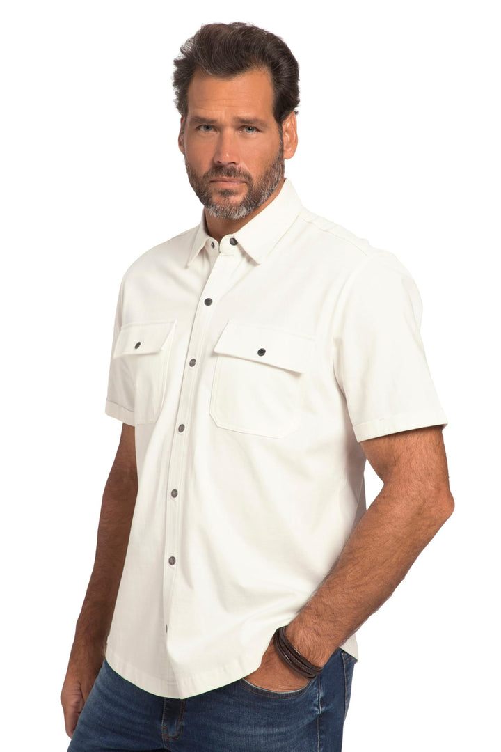 JP 1880 Herren grosse Grössen Übergrössen Menswear L-8XL Jersey-Hemd, Halbarm, Kent-Kragen, Modern F